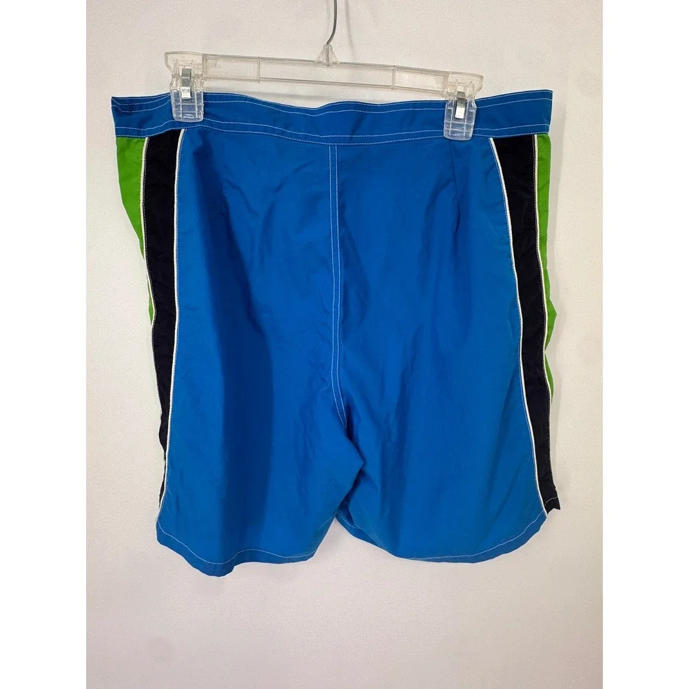 Polo Sport Swim Trunks Mens 34 Blue Colorblock Nylon Board Shorts EUC